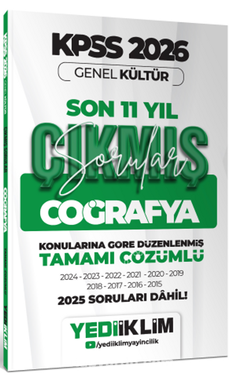 2026 KPSS Genel Kültür Coğrafya Konularına Göre Tamamı Çözümlü Son 11 Yıl Çıkmış Sorular