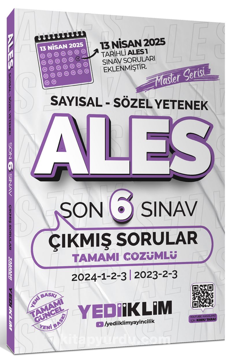 ALES Master Serisi Sayısal - Sözel Yetenek Tamamı Çözümlü Son 6 Sınav Çıkmış Sorular (13 Nisan 2025 Ales-1 Ekli)