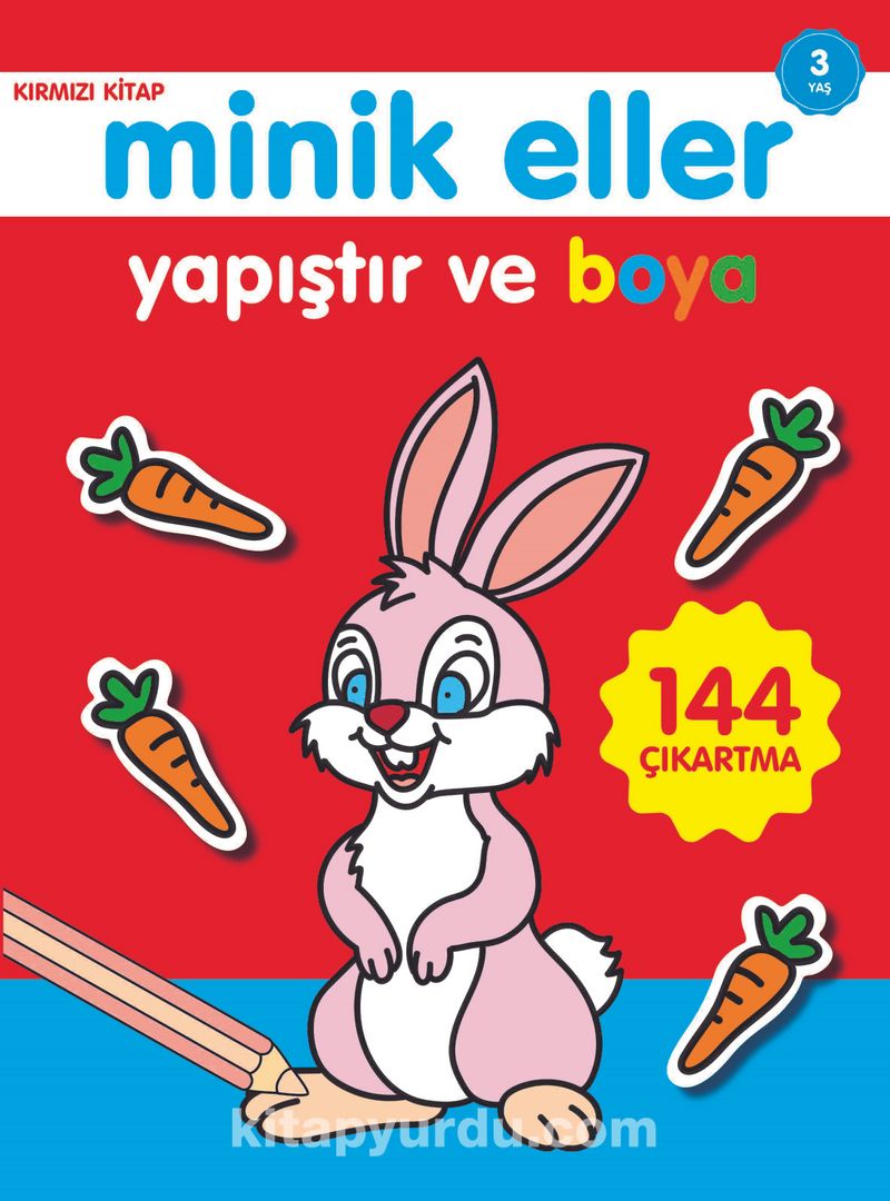 Yapıştır ve Boya / Minik Eller Kırmızı Kitap (3 Yaş)
