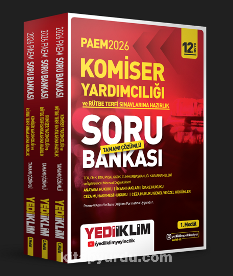 2026 PAEM Komiser Yardımcılığı ve Rütbe Terfi Sınavlarına Hazırlık Modüler Set Tamamı Çözümlü Soru Bankası 3 Modül