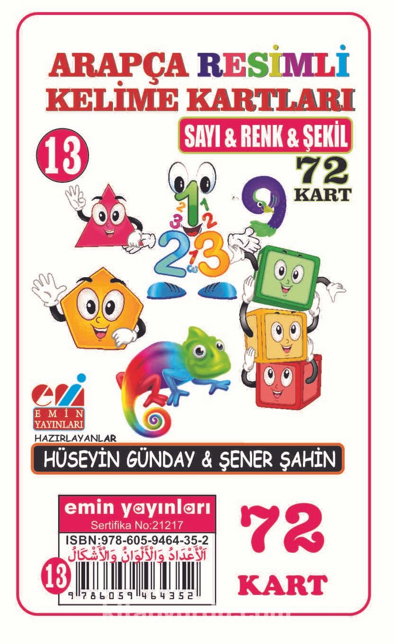 Arapça Resimli Kelime Kartları 13 / Sayı - Renk - Şekil